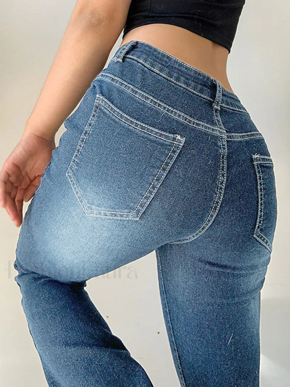 Washed Low Waist Flare Jeans Flare Jeans