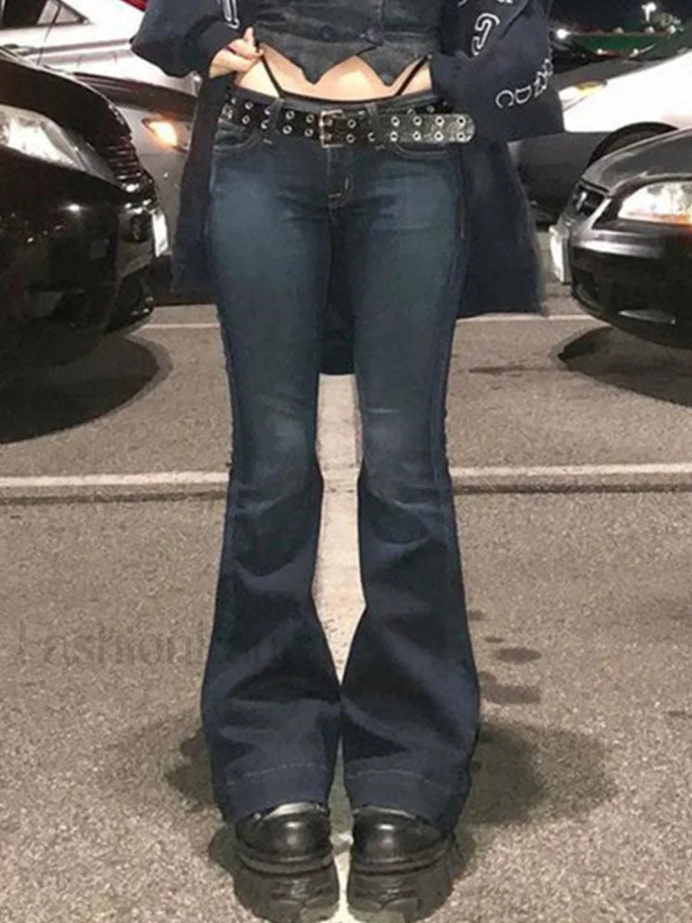 Washed Low Waist Flare Jeans Blue / S Flare Jeans