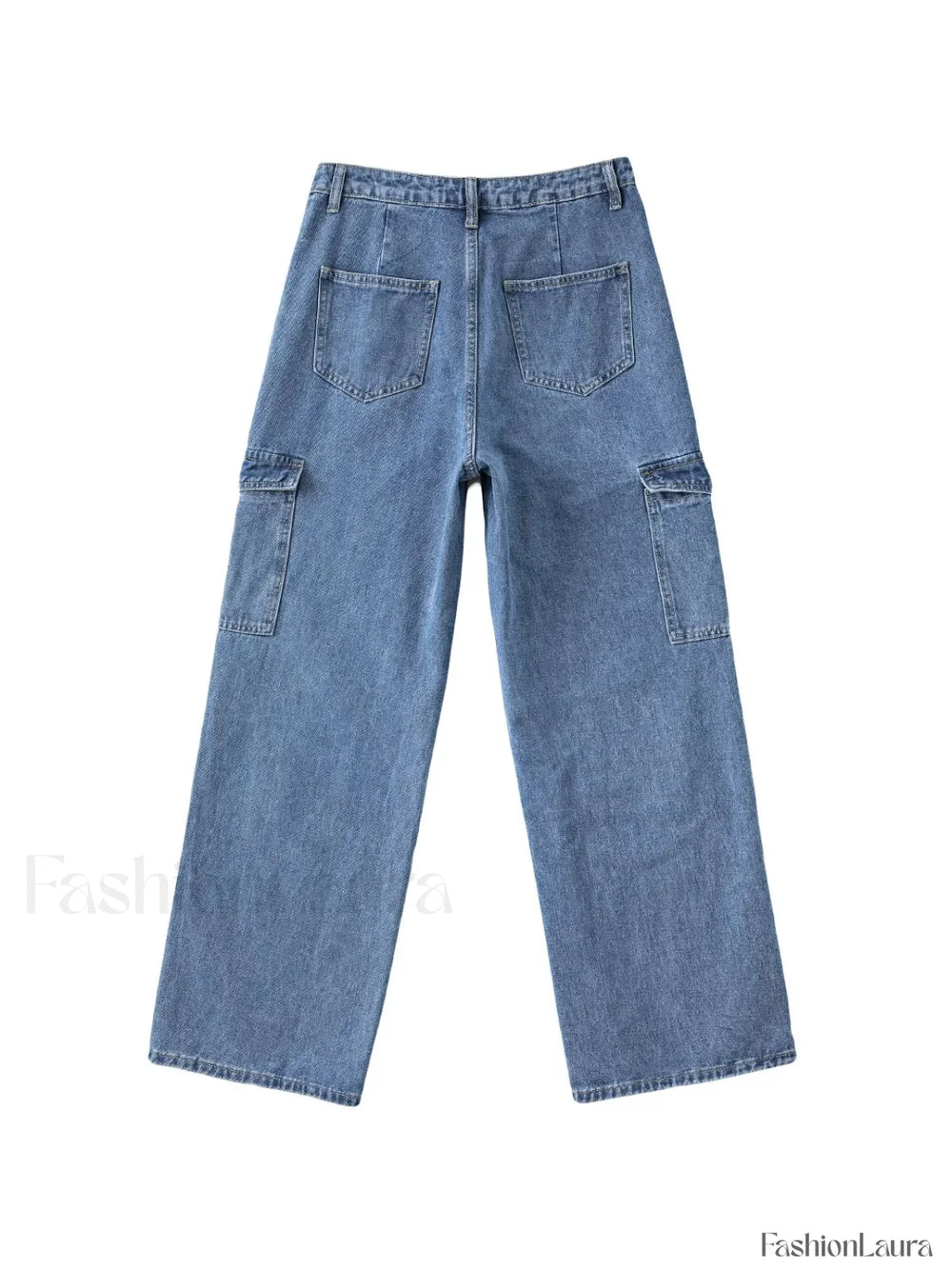 Washed Mid Waist Pocket Cargo Jeans Cargo Jeans