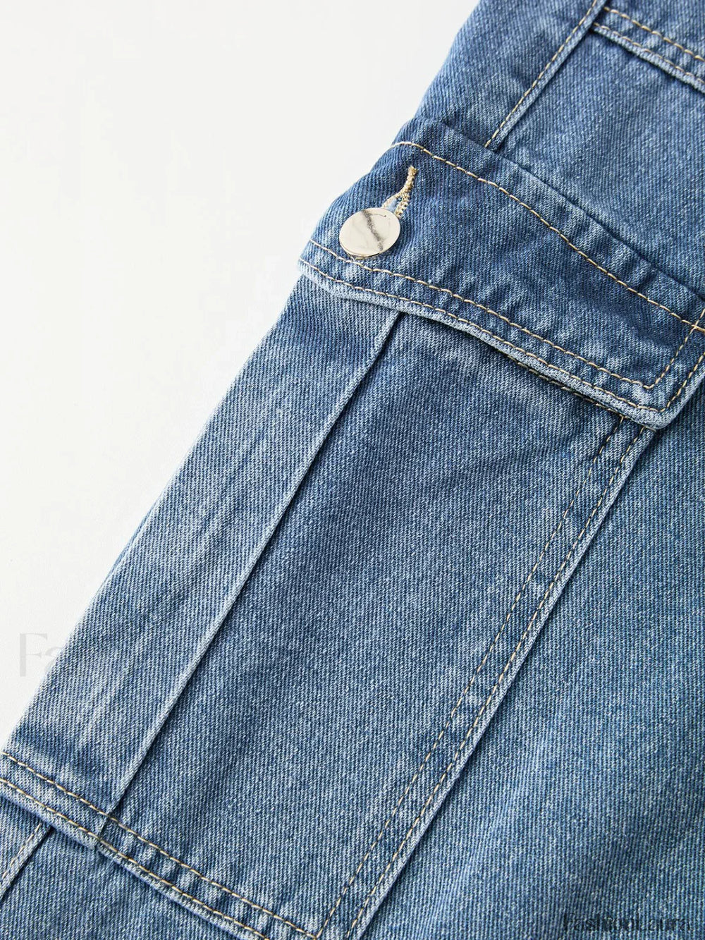 Washed Mid Waist Pocket Cargo Jeans Cargo Jeans
