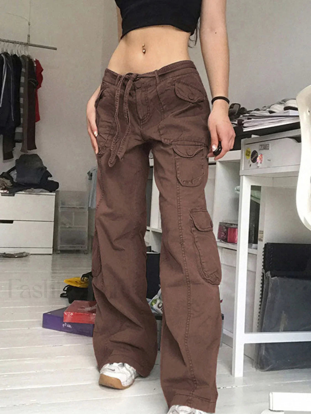 Washed Pocket Patched Cargo Jeans Cargo Jeans