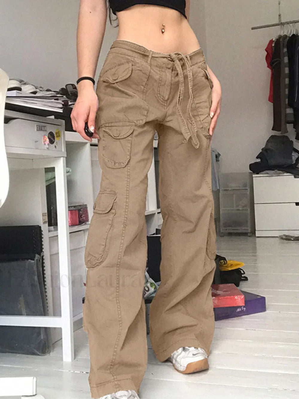 Washed Pocket Patched Cargo Jeans Cargo Jeans