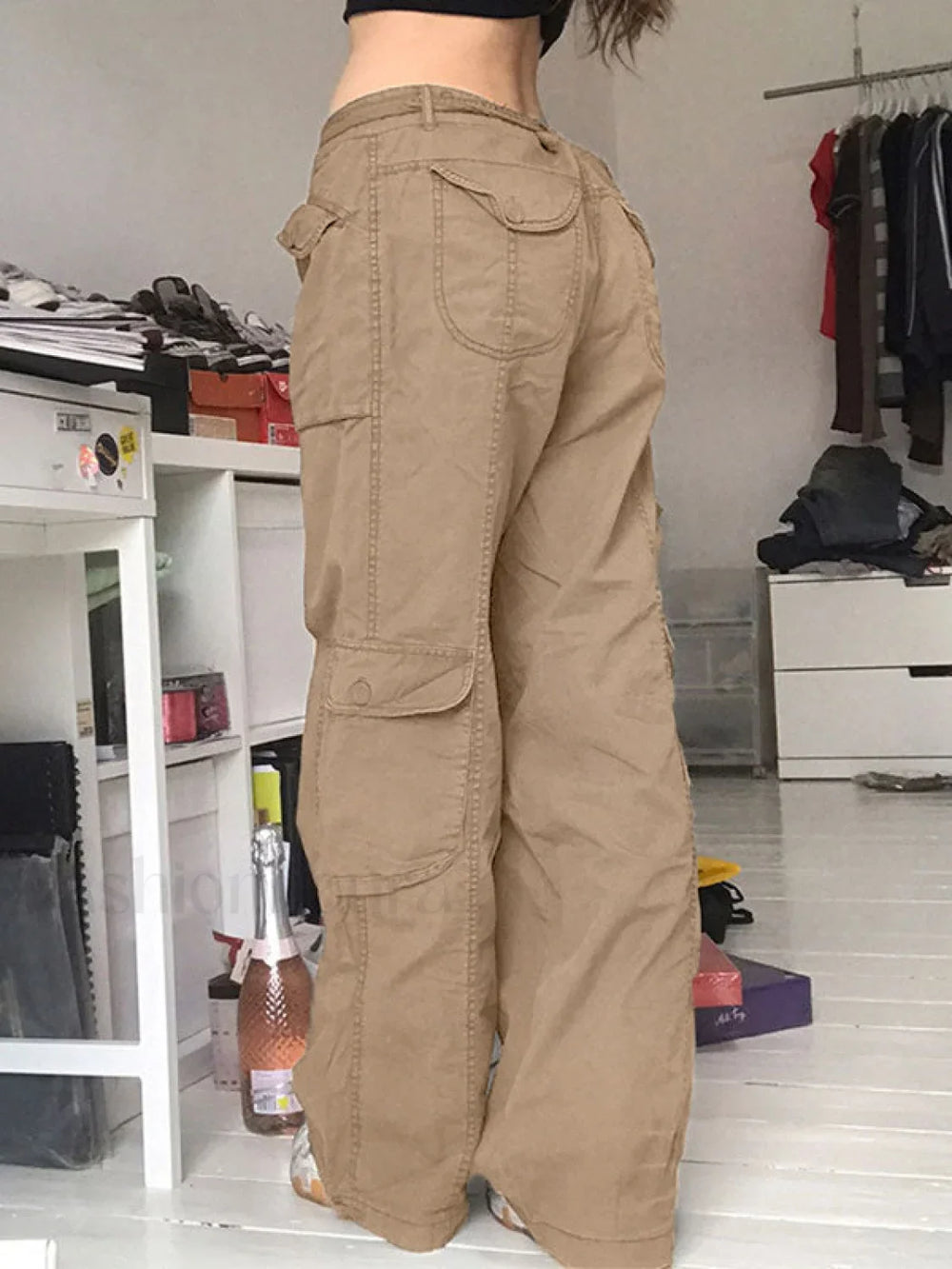 Washed Pocket Patched Cargo Jeans Cargo Jeans