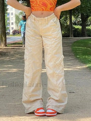 Washed Pocket Solid Cargo Pants Pants