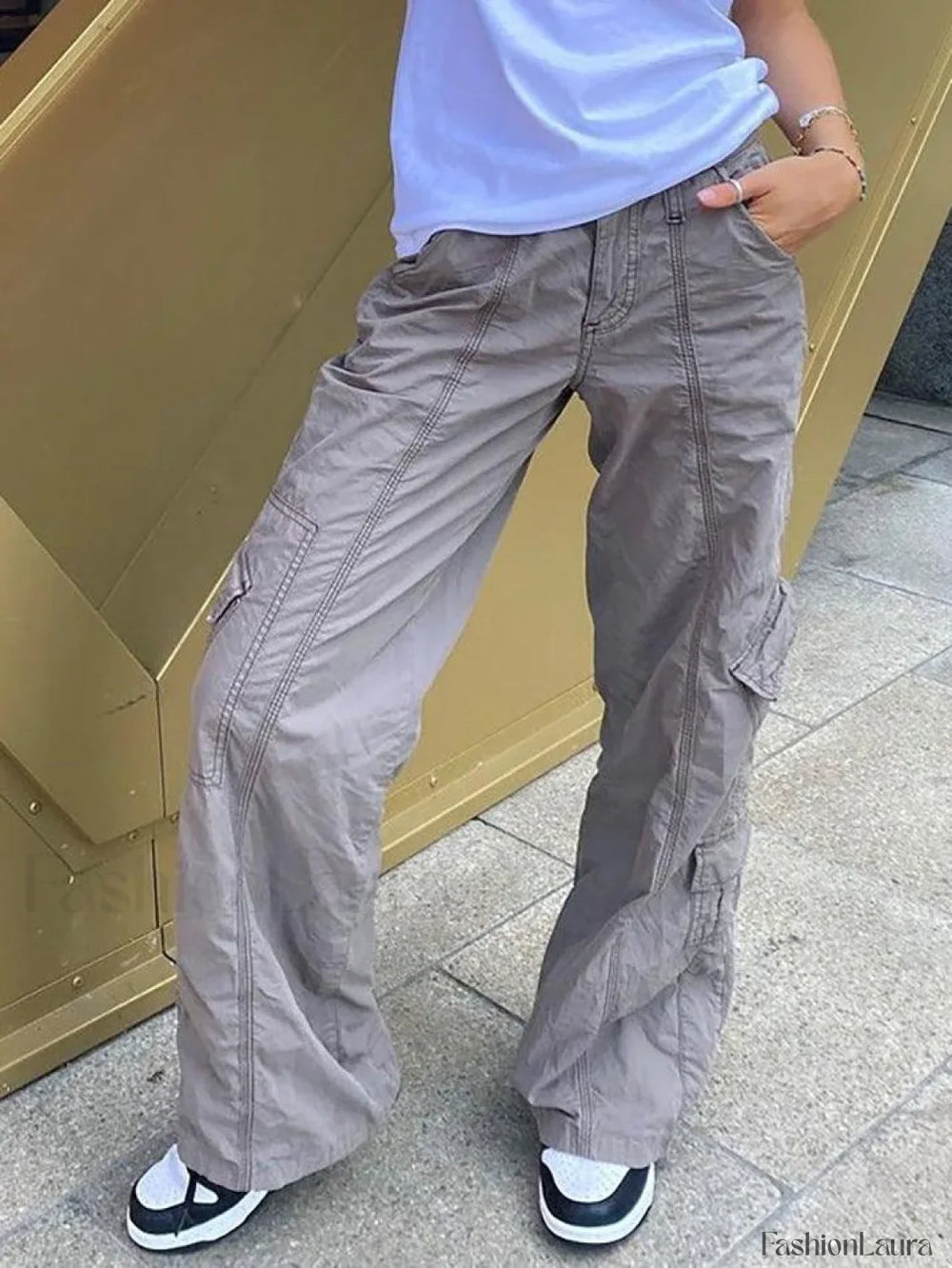 Washed Pocket Solid Cargo Pants Pants