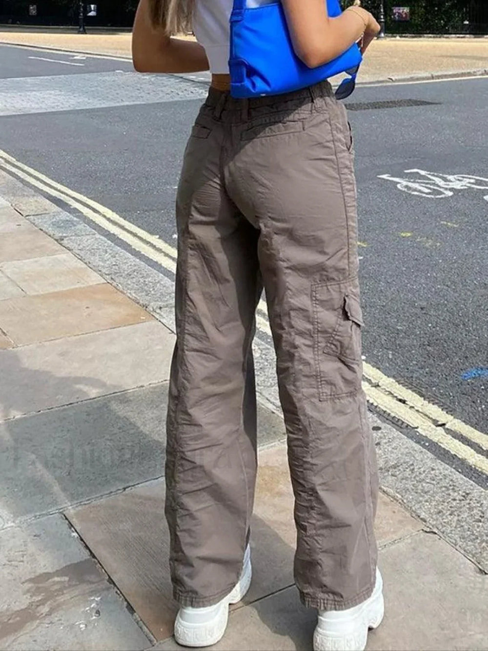 Washed Pocket Solid Cargo Pants Pants