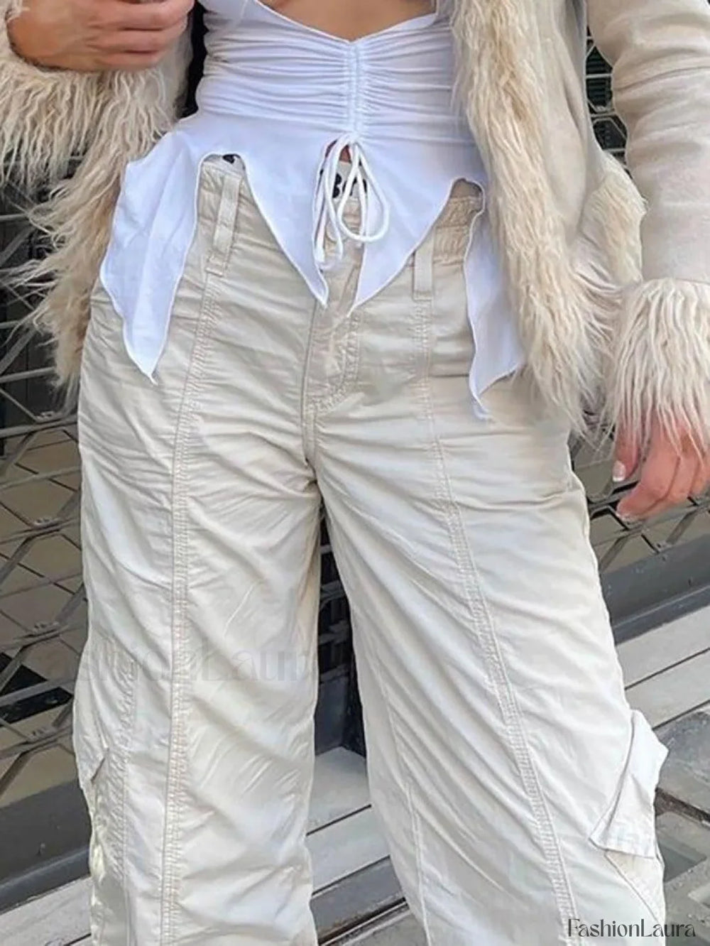 Washed Pocket Solid Cargo Pants Pants