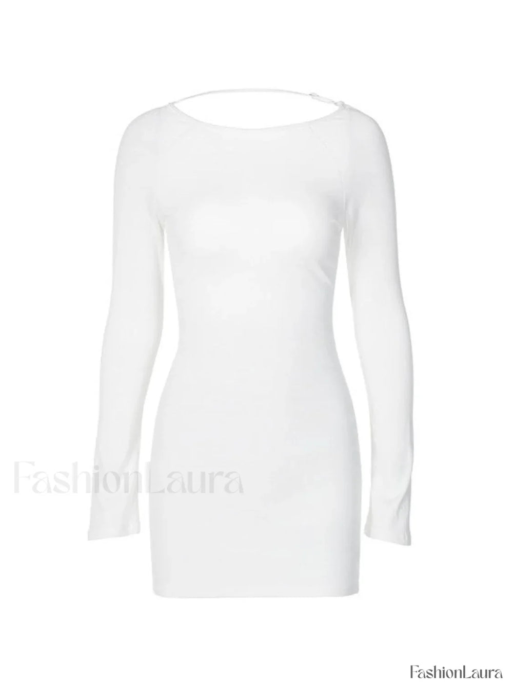 White Backless Long Sleeve Mini Dress Mini Dresses