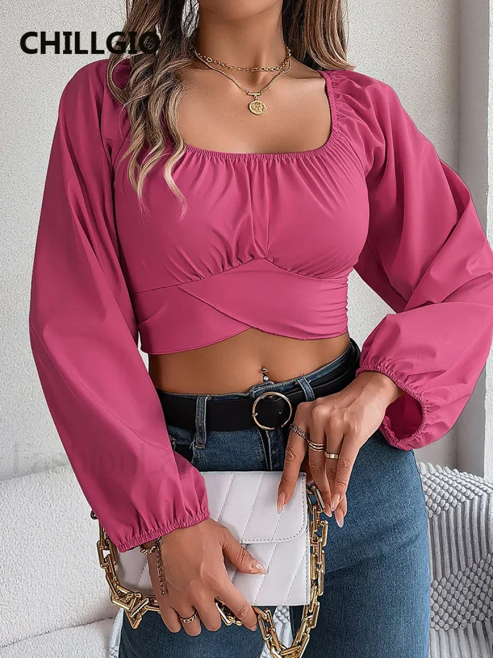 White Bow Korean Elegant Crop Tops Blouses Rose Red / S