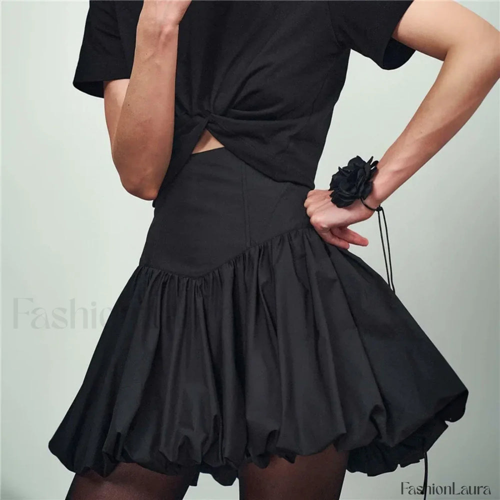 White Bubble Hem Mini Skirt