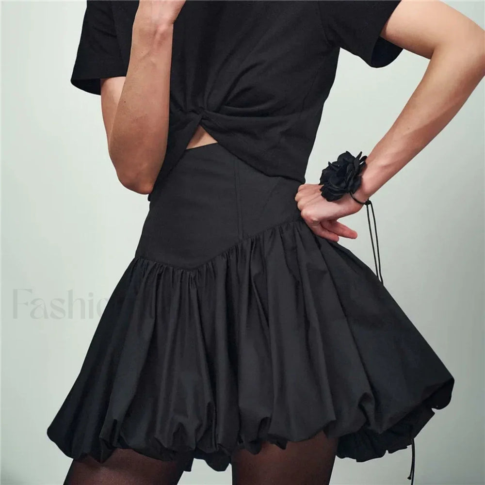 White Bubble Hem Mini Skirt