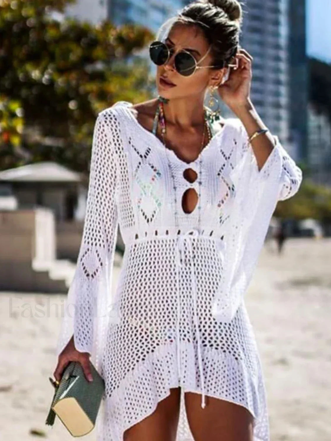White Crochet Wrap Cover Up