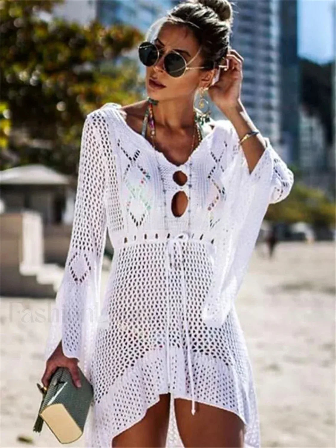 White Crochet Wrap Cover Up White / One Size