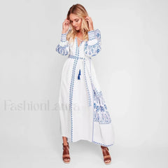 White Embroidered Tunic Boho Dress