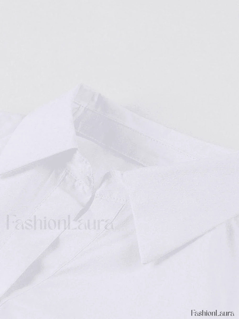 White Ruched Cropped Long Sleeve Blouse Tops&Tees