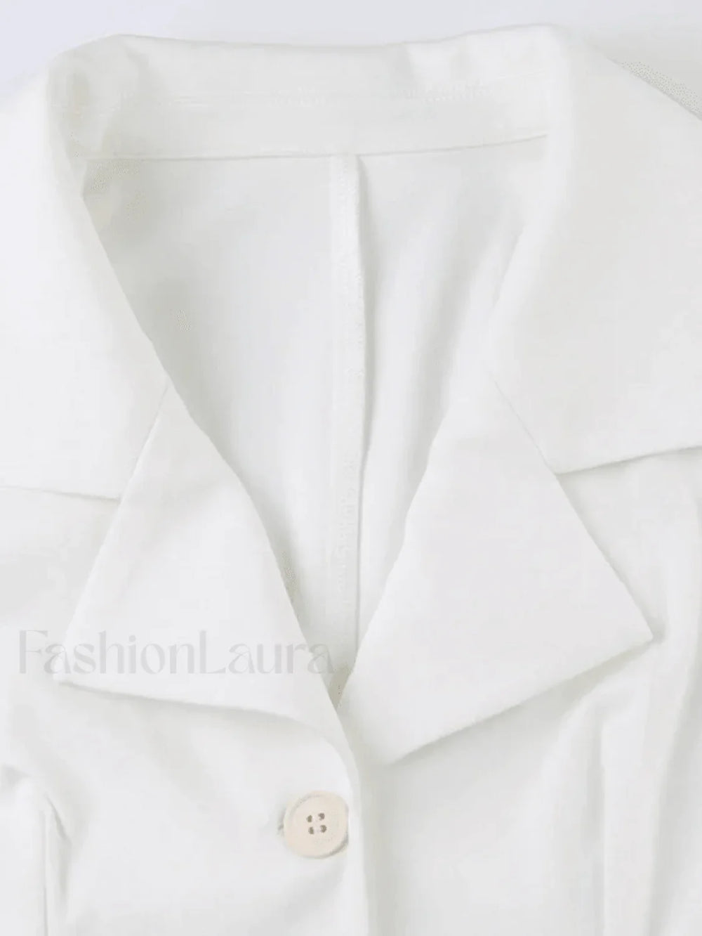 White Sleeveless Button Front Blouse Tops&Tees