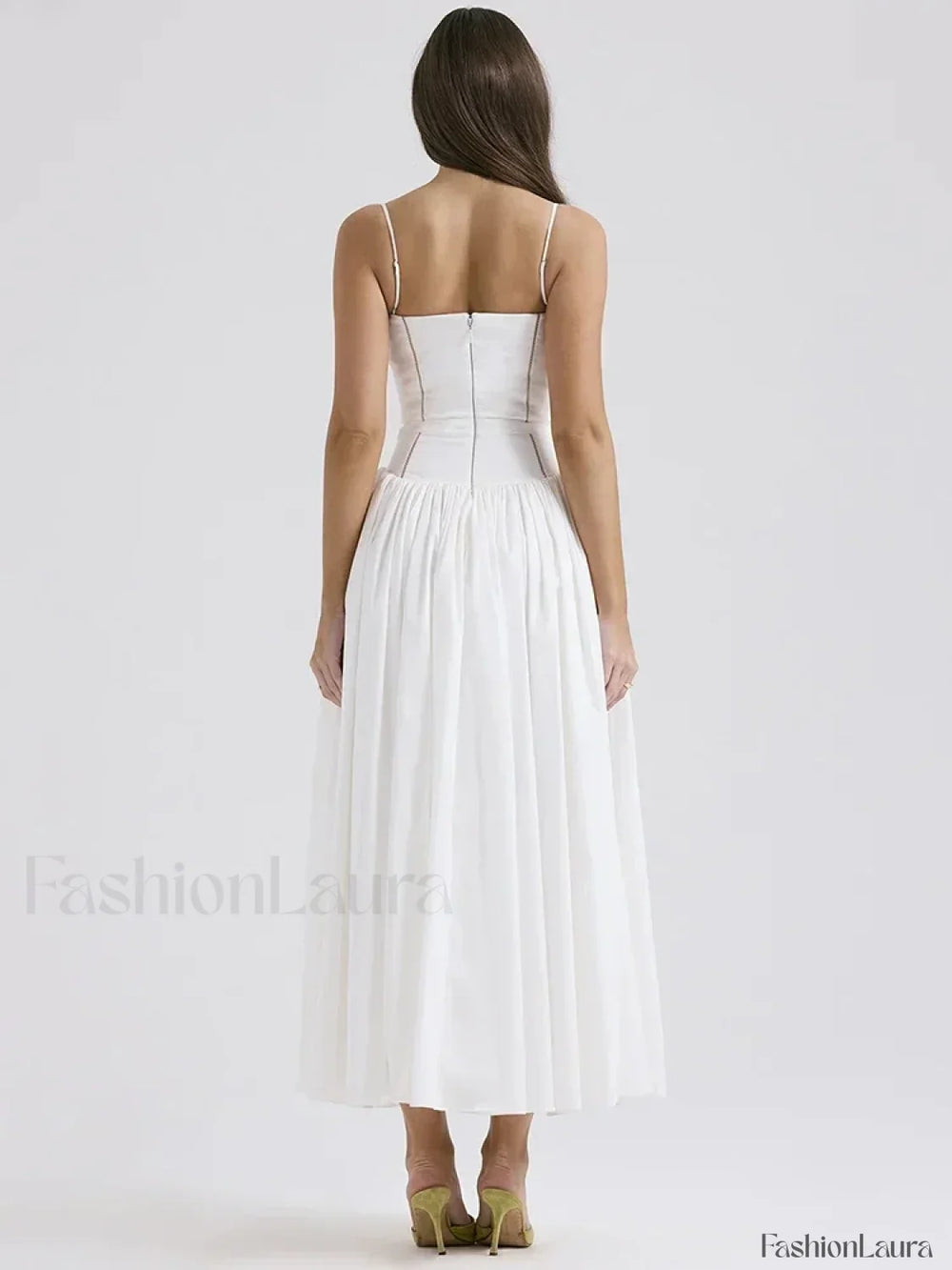 White Spaghetti Strap Midi Dress