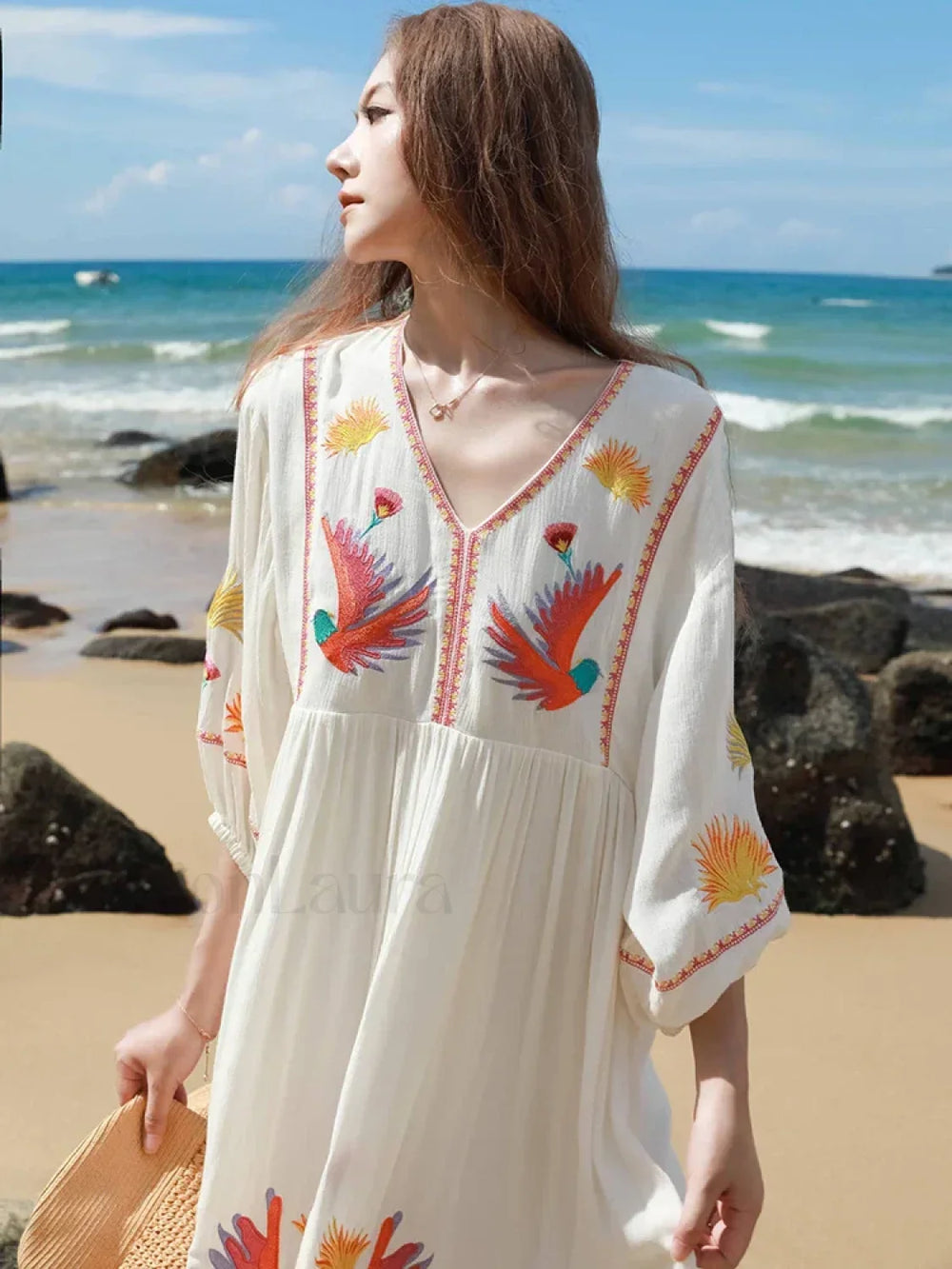White Tiered Boho Dress white / S