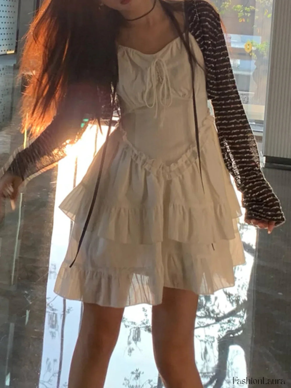 White Tiered Ruffle Mini Dress Mini Dresses