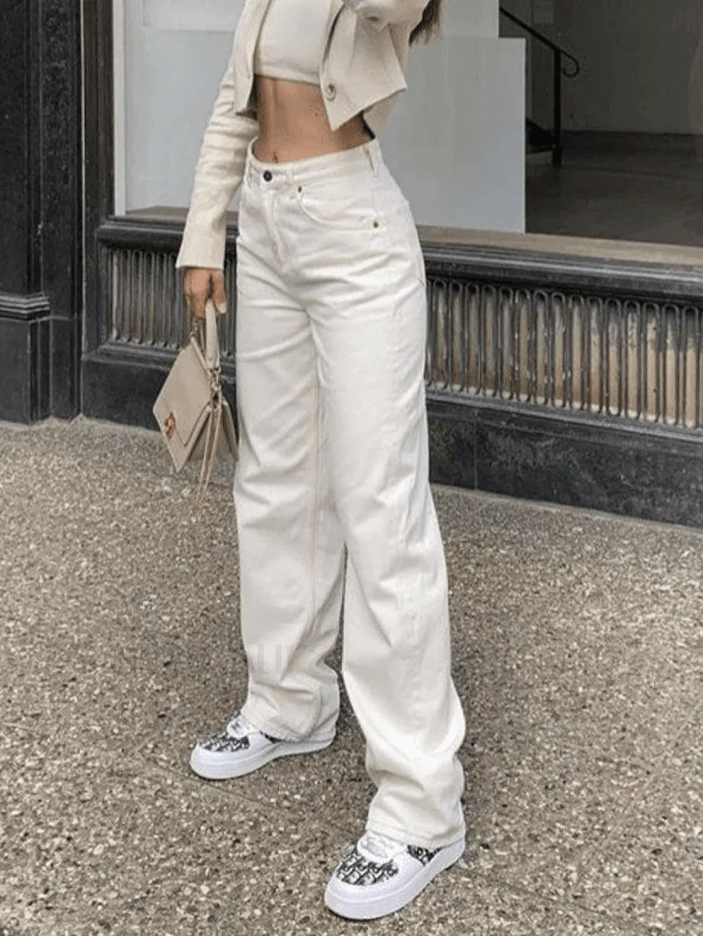 White Washed Boyfriend Jeans White / S Jeans
