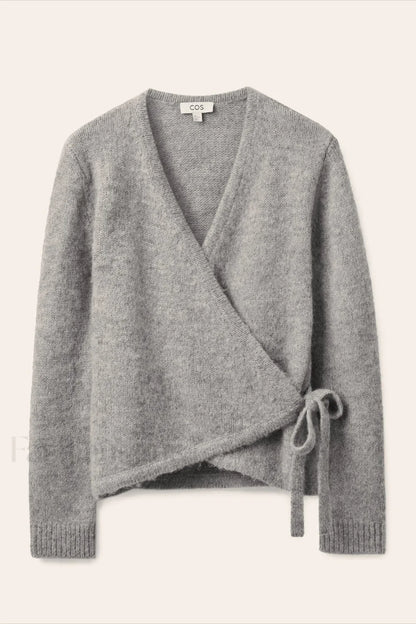 Winter Wool Blend Asymmetrical Cardigan Grey / XS