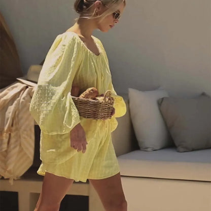 Women Plaid Tie up T shirt Elastic Waist Shorts Two Piece Set