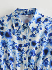 Women’s 2024 Summer New Leisure Vacation Style Waist Lace up Shirt Short Skirt Mini Dress