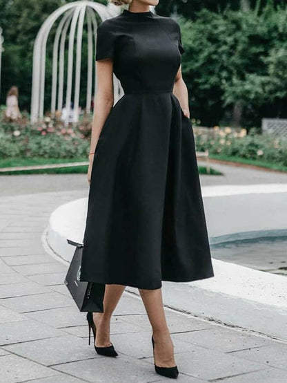 Round Neck Short Sleeve Slim Dress