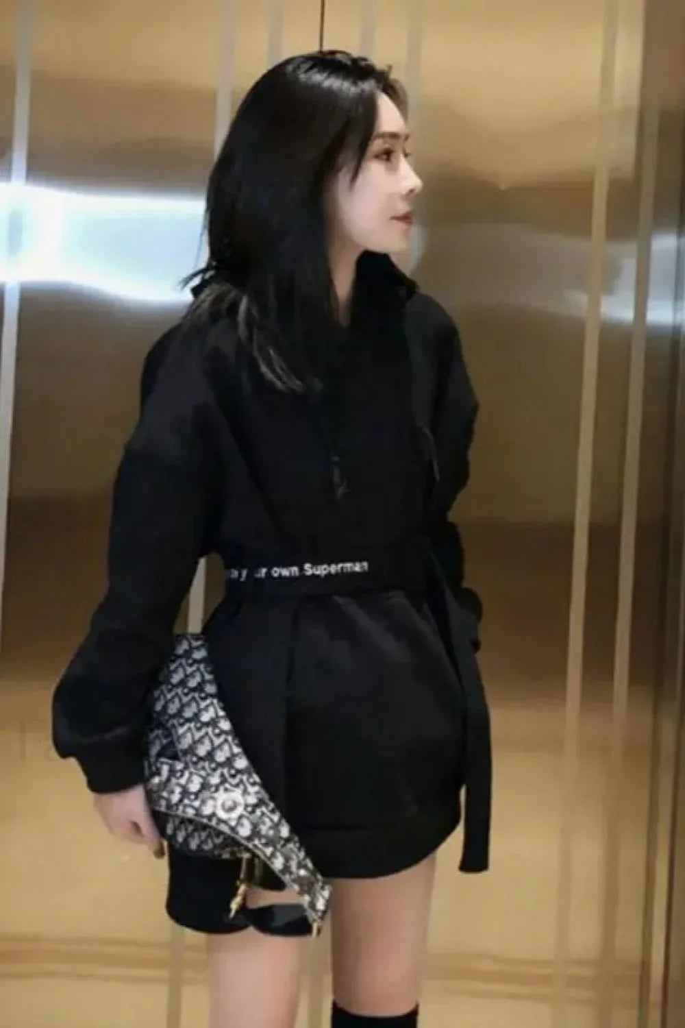 Women’s Loose Fit Hooded Hoodie Black / S