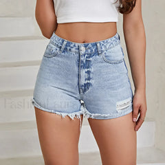Women’s Ripped Distressed Skinny Denim Shorts Blue / XS