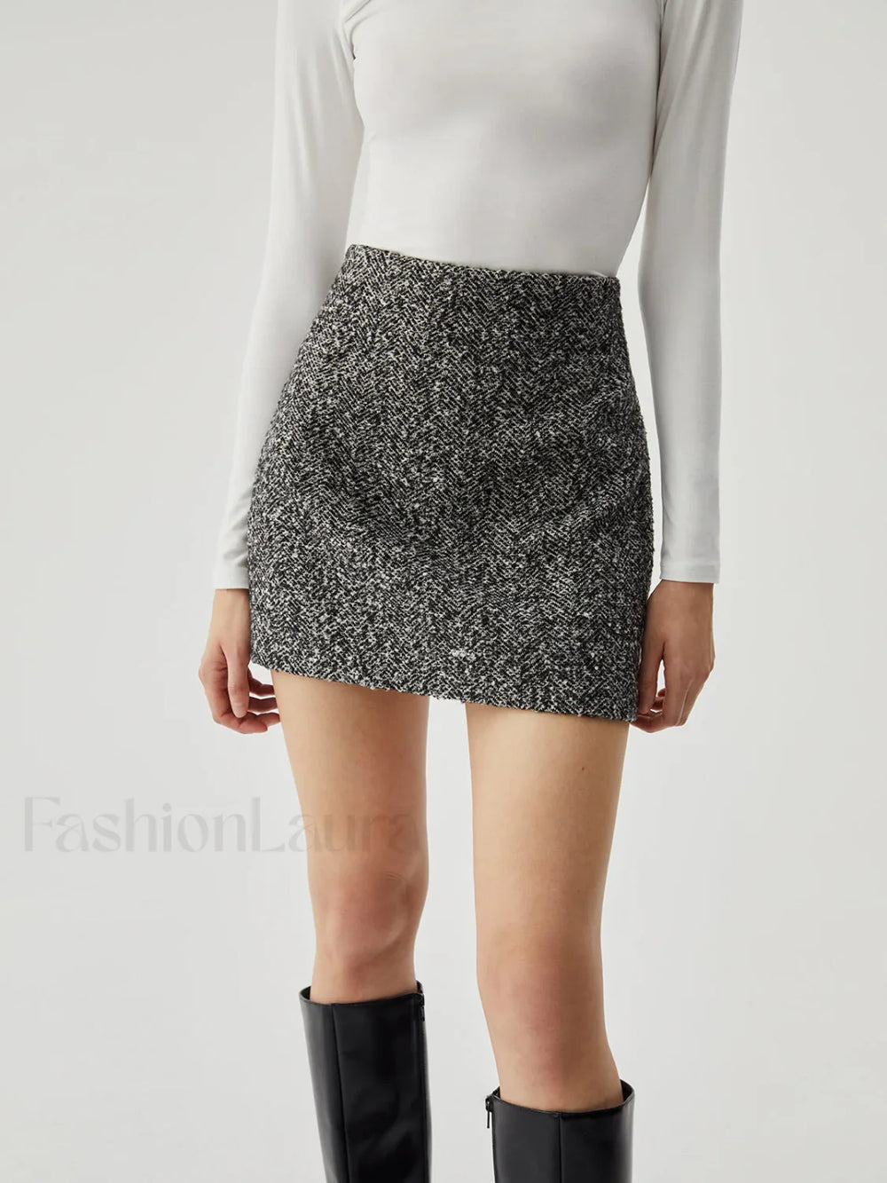 Wool blend Zip Graceful Mini Skirt Black / XS Skirts