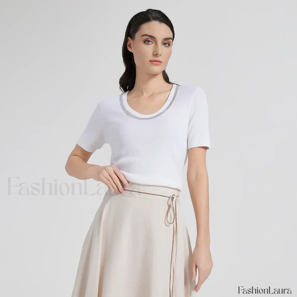 Wool Silk Vest Summer Casual T Shirt