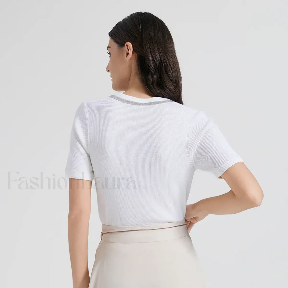 Wool Silk Vest Summer Casual T Shirt