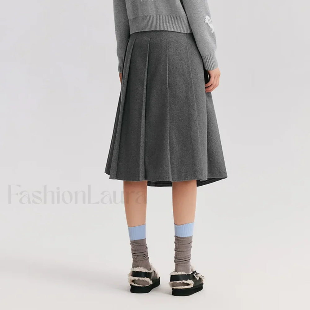 Woolen A line Versatile Skirt