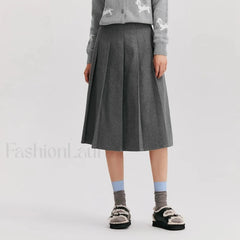 Woolen A line Versatile Skirt Grey / XS