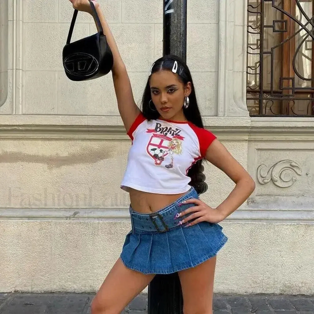 Y2K Bratz Cartoon Print Baby Tee