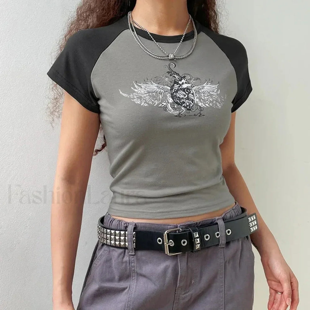 Y2K Gothic Emo Black & White T Shirt