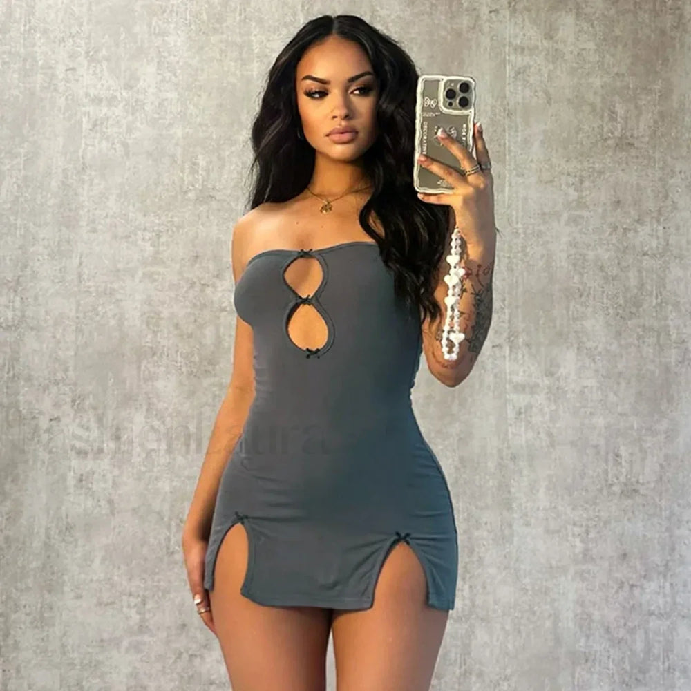 Y2K Hollow Strapless Mini Dress