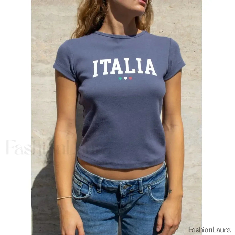 Y2k Italy Print Aesthetic T Shirt