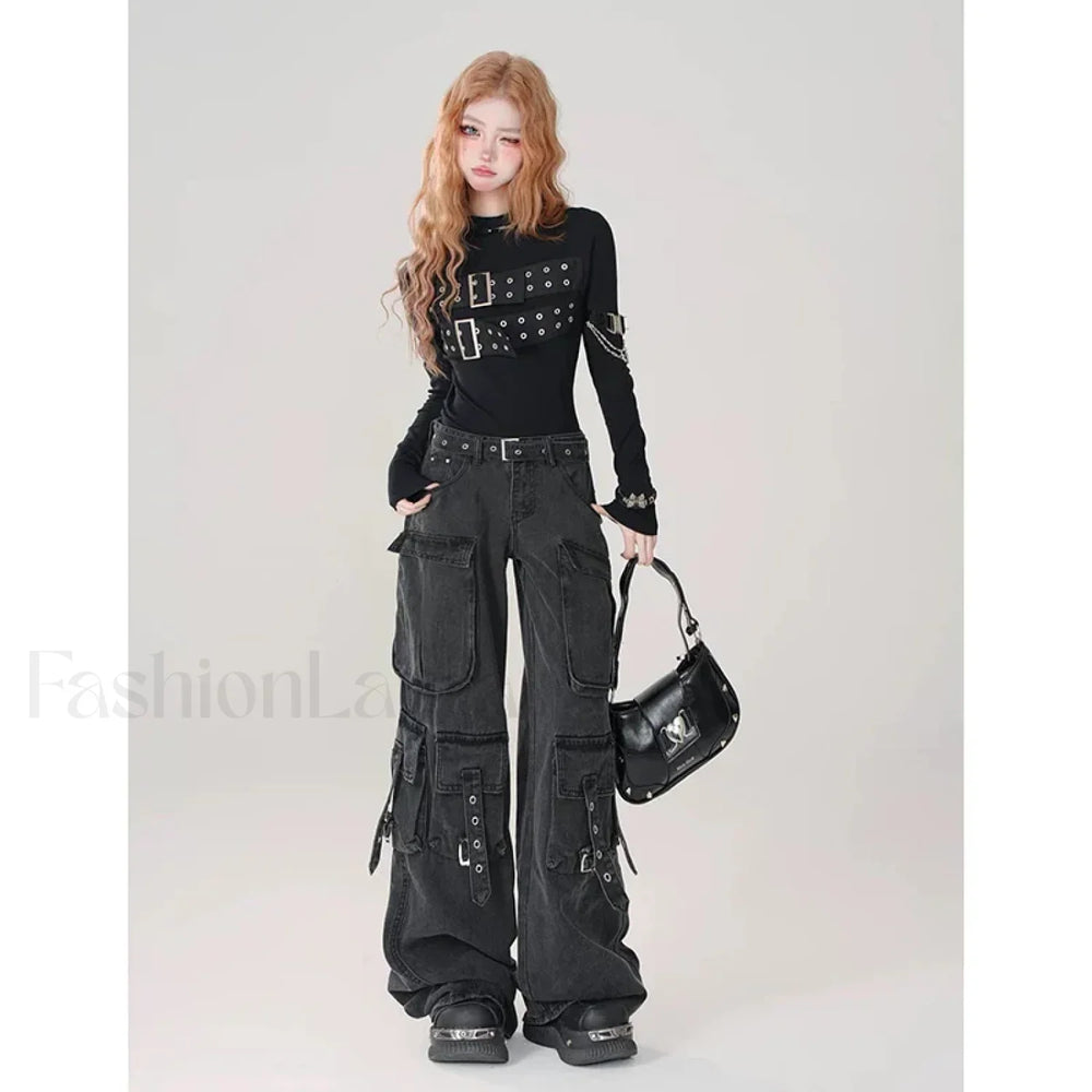 Y2K Japanese Cargo Pants for Halloween Gatherings