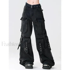 Y2K Japanese Cargo Pants for Halloween Gatherings Black / XS