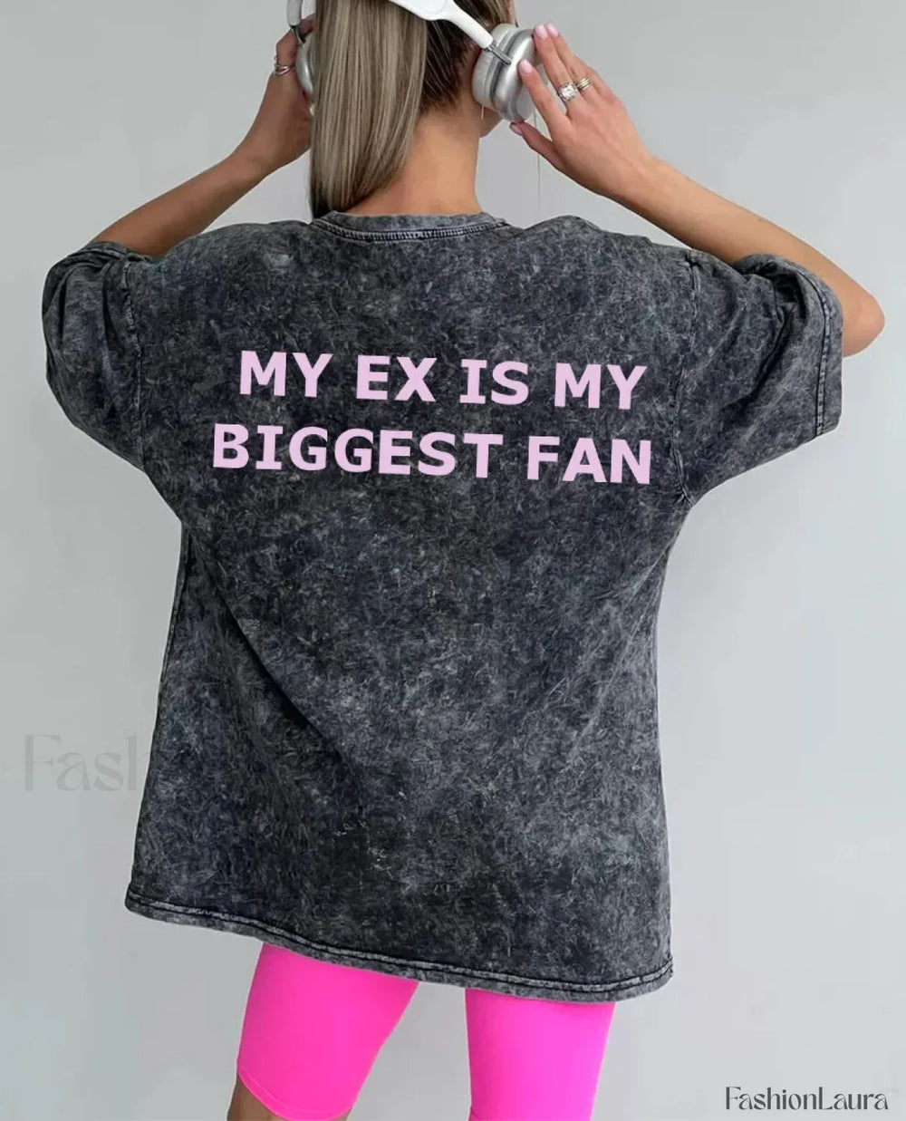 Y2K Letter Print Cotton T Shirt gray / M