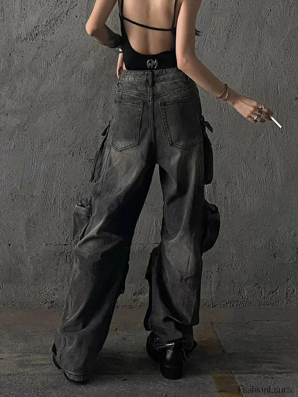 Y2K Multi Pocket Cargo Pants for Women in High Street Fashion