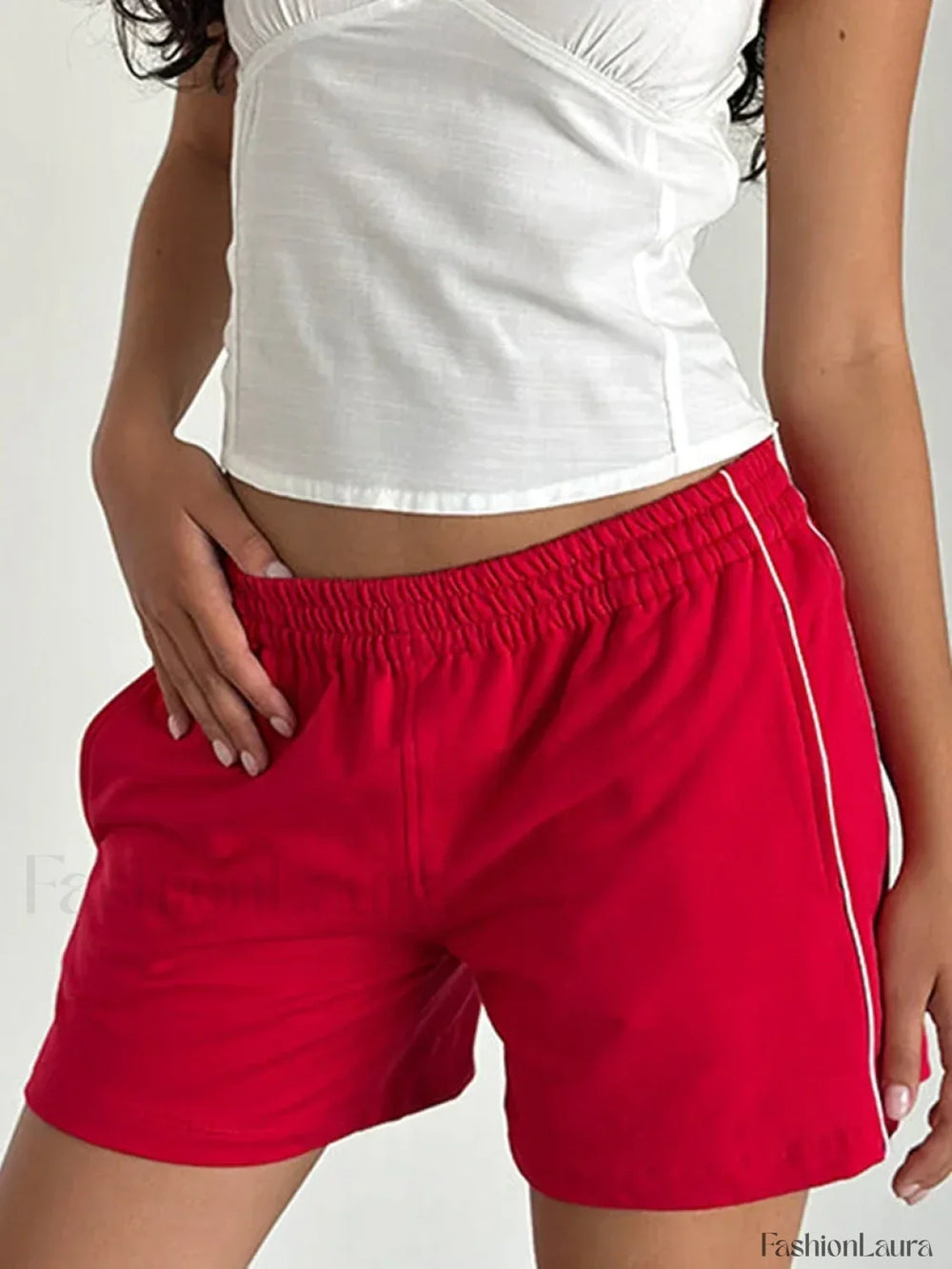 Y2K Oversized Jogging Sweatpants Boxers with Pockets Short Red / S