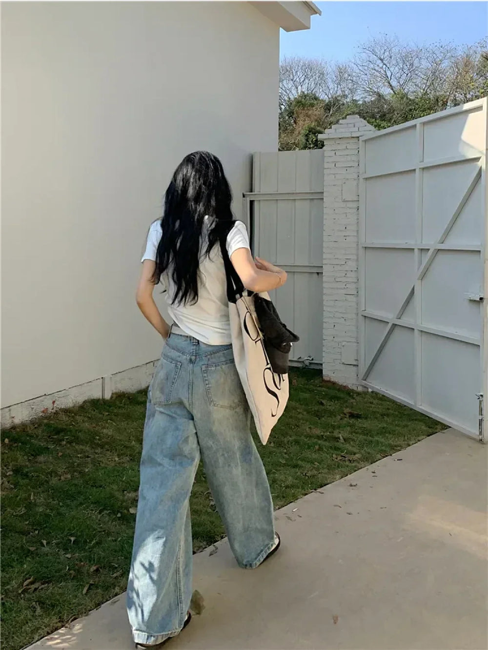 Y2K Retro Ripped Straight Leg High Waist Jeans