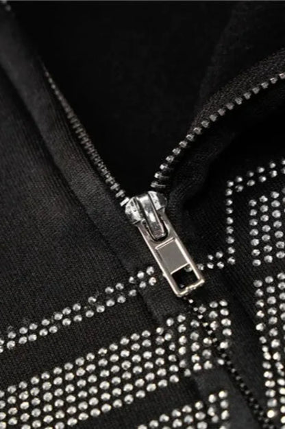 Y2K Rhinestone Zip Up Hoodie
