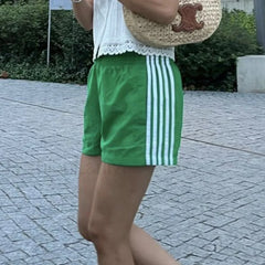 Y2K Stripes Elastic Waist Casual Loose Lounge Sleep Short