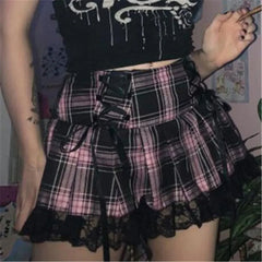 Y2K Vintage Lace Harajuku High Waist Bandage Skirt