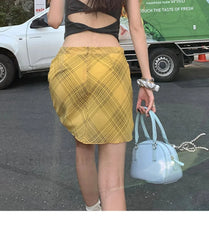 Yellow High Waist Retro Skirt
