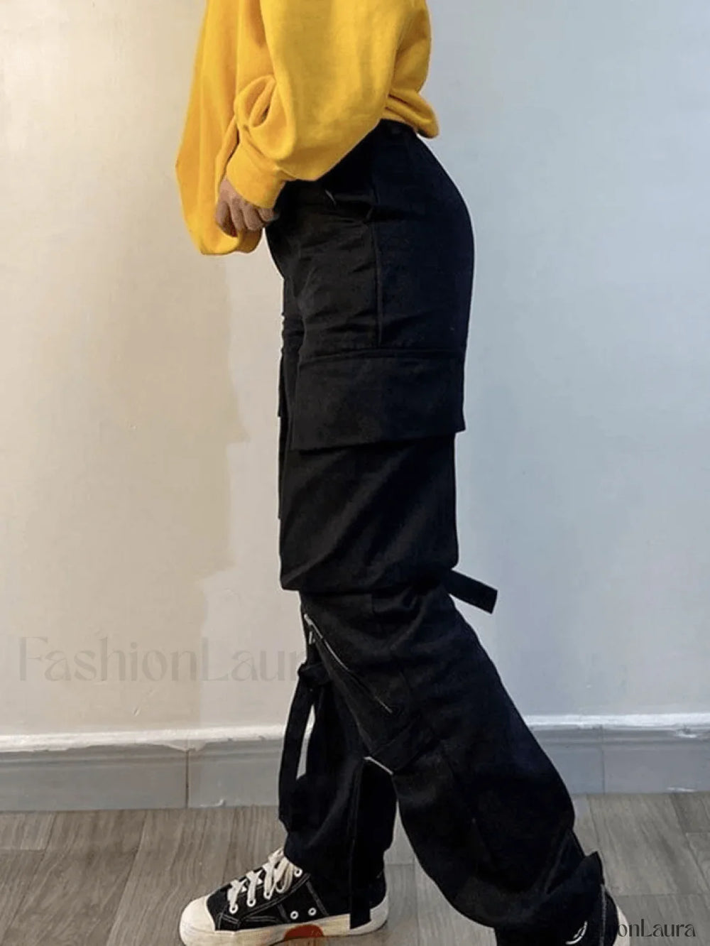 Zipper Strap Detail Cargo Pants Pants